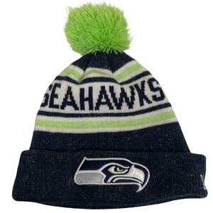 Seattle‎ Seahawks NFL Knit Beanie Hat Pom Pom Green White Navy Adult New Era
